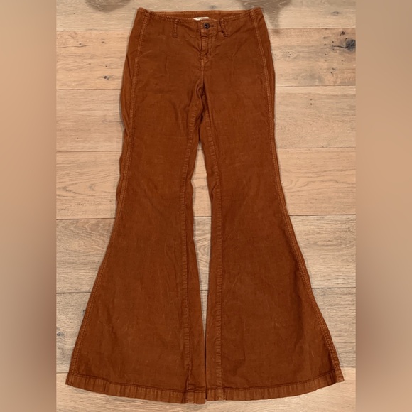 Free People Jolene Corduroy Mega Flare Pants Size 28 Brown Tan Copper - Picture 5 of 13